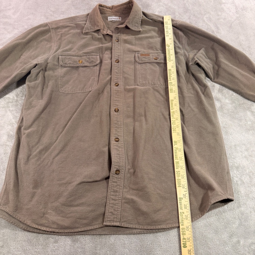 Carhartt Button Down Shirt Mens XL Brown Fall 2012 Heavy Cotton Fleece Workwear